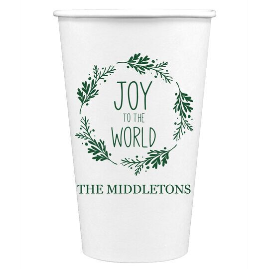 Joy to the World Wreath Paper Coffee Cups